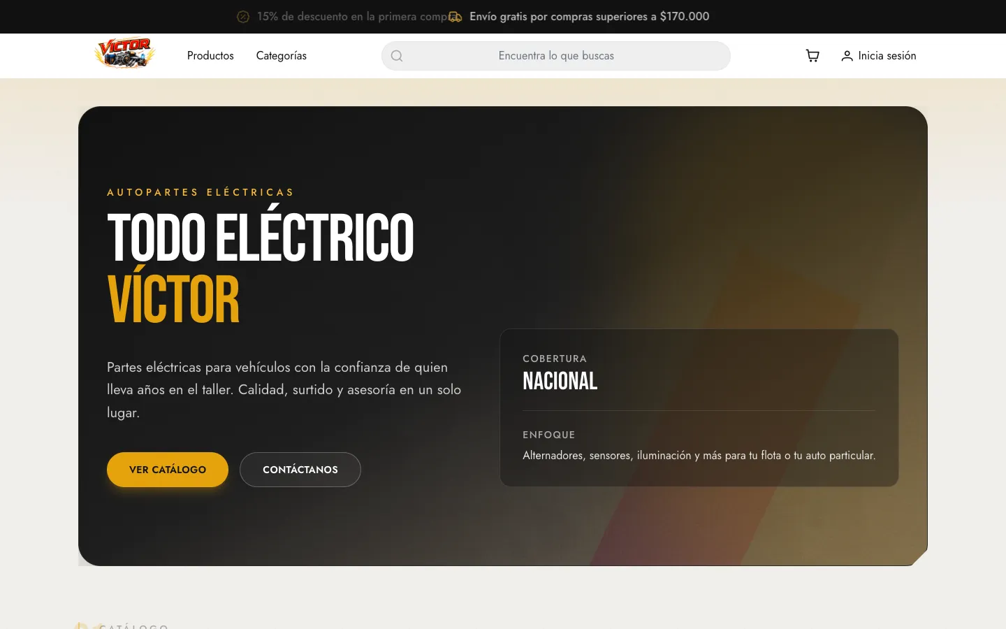 Todo Eléctrico Victor ecommerce storefront